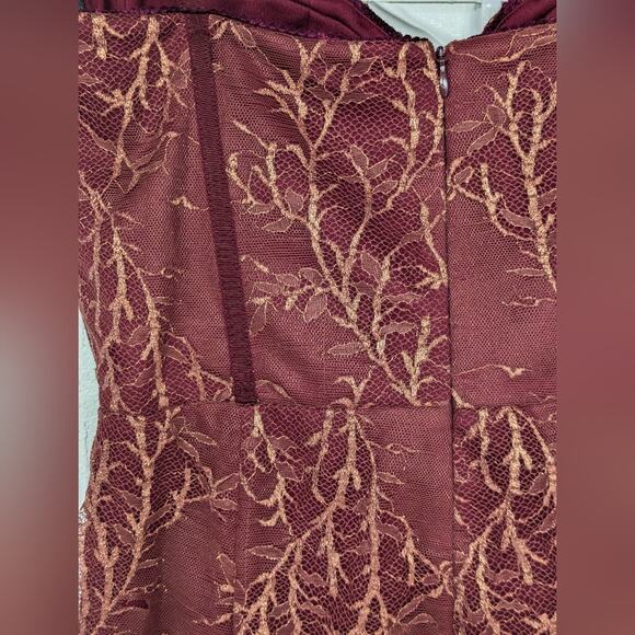 Rtr sz0 Katie May Venus Jumpsuit red wine lace gold shimmer metallic skinny 1 PC - Picture 7 of 13